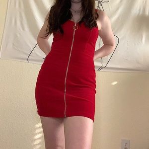 Red Corduroy Mini Dress